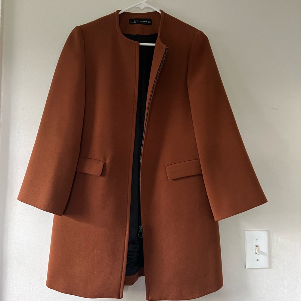 Zara Round Neck Zip Coat
